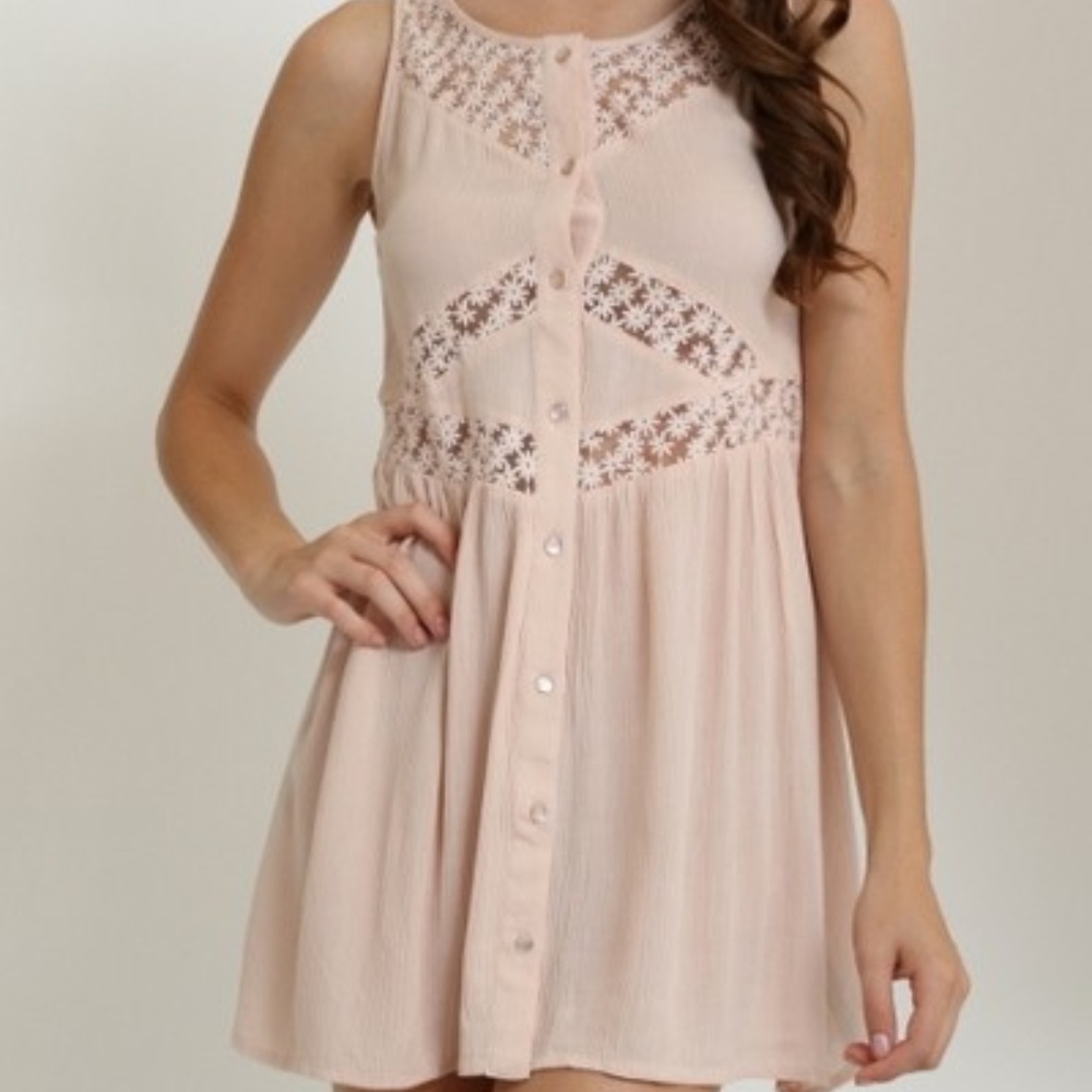 Pink Lace Detail Dress